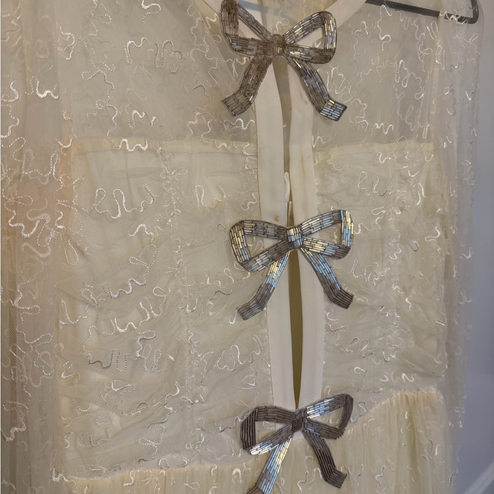 Women’s Saloni Camille Tulle Tiered MidiDress with Bow Accents Size 6
